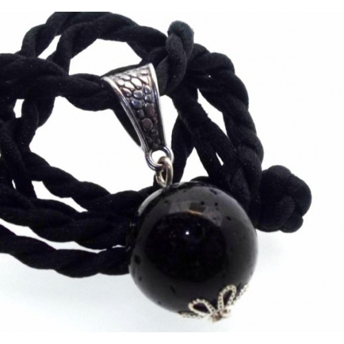 16mm Black Tourmaline Gemstone Sphere Pendant